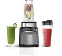 Ninja Blender with Auto-iQ, Blend in Cup, One Touch Controls, Make Smoothies, Milkshakes & Frozen Treats, Dishwasher Safe Parts, Stainless Steel Blades, 1000W, 2 x 700ml Cups, Grey/Silver, BN500UK