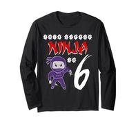 Ninja Birthday 6th Party Funny Martial Arts Six Years Old Long Sleeve T-Shirt
