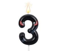 Ninja Birthday Number Candle, Pixel Masked Ninja Themed Digit Candle Happy Birthday Cake Topper Decorations for Kids Birthdays Party Supplies (Number 3)