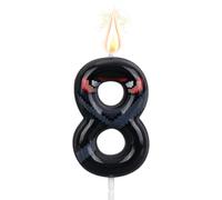 Ninja Birthday Number Candle, Pixel Masked Ninja Themed Digit Candle Happy Birthday Cake Topper Decorations for Kids Birthdays Party Supplies (Number 8)