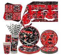 Ninja Birthday Party Decorations - Ninja Warrior Party Supplies Include Plates, Tablecloth, Napkins, Tableware, Karate Master Party Decoration, Serves 20