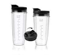 Ninja Blender Cups Replacement Cups Seal Lids, Ninja Blender Accessories Replacement Parts BL660 BL770 BL780 QB3001SS (2 Pcs 24oz + 32oz)