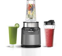 Ninja Blender with Auto-iQ, Blend in Cup, One Touch Controls, Make Smoothies, Milkshakes & Frozen Treats, Dishwasher Safe Parts, Stainless Steel Blades, 1000W, 1 x 700ml Cup, Grey/Silver, BN500UK