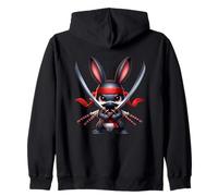 Ninja Bunny Samurai Warrior Cutie Zip Hoodie