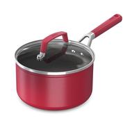 Ninja C20225 Foodi NeverStick Vivid 2.5-Quart Saucepan with Glass Lid Nonstick Durable & Oven Safe To 400F Cool-Touch Handles Crimson Red