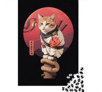 Ninja Cat 1000-Piece Puzzle for Adults, 38x26cm/1000pcs, Clean White Card Pieces for Sorting; to Finish in A Few Relaxed Sessions