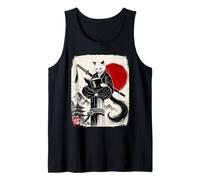 Ninja Cat Reading Book Lover Japanese Sumi-e Art Tank Top