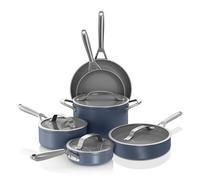 Ninja Ceramic Pro 10-Piece Cookware Set, Nonstick Pots and Pans Set with Glass Lids, PTFE Free, Ceramic Coated, Stovetop to Oven Safe, Compatible