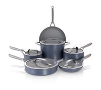 Ninja Ceramic Pro 11-Piece Cookware Set, Non-Stick Pots & Pans Set with Glass Lids, PTFE Free, Ceramic Coated, Oven Safe, All Stovetops & Induction Compatible, Midnight Blue, CW39011MM
