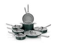 Ninja Ceramic Pro 14-Piece Cookware Set, Non-Stick Pots & Pans Set with Glass Lids, Nontoxic, PTFE Free, Ceramic Coated, Oven Safe, All Stovetops & Induction Compatible, British Racing Green CW39011GN