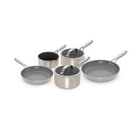 Ninja Ceramic Pro 5-Piece Frying Pan & Saucepan Set with Lids, Oven Safe to 285°C, All Hob Compatible, Cooking Surface Made PTFE & PFAS-Free, Full Induction Base, Stone CW35000UKST