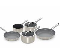 Ninja Ceramic Pro 5-Piece Frying Pan & Saucepan Set with Lids, Oven Safe to 285°C, All Hob Compatible, Cooking Surface Made PTFE & PFAS-Free, Full Induction Base, Stone CW35000UKST
