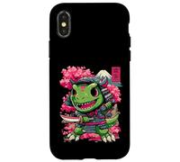 Ninja Chibi T-Rex, Japanese Samurai Warrior Dinosaur Anime Case for iPhone X/XS