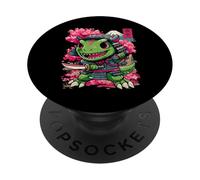 Ninja Chibi T-Rex, Japanese Samurai Warrior Dinosaur Anime PopSockets Adhesive PopGrip