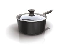 Ninja Classic Cookware 20cm Saucepan Non-Stick Long Lasting Aluminium Saucepan Induction Compatible Oven Safe to 180°C Glass Lid, Black