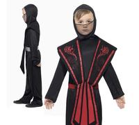 Ninja Costume Childrens Martial Arts Fancy Dress Ninjas Outfit Ages 4-12