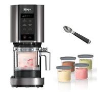 Ninja CREAMi 7 Pre-Set Programme Ice Cream & Frozen Dessert Maker With 5 Additional Dessert Tubs With Lids And Ice Cream Scoop (NC300UKCO) - Black & Silver