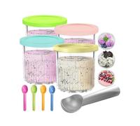 Ninja Creami Deluxe Containers 4 Pack 24oz Leak-Proof Pints with Lids Scoop | BPA-Free Stackable Replacement Tubs for NC500 NC501 Series, Dishwasher Safe Ice Cream Accessories