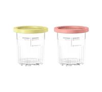 Ninja Creami Deluxe Ice Cream Tubs, 2 Pack, Coral/Yellow XSKPNTLD2EUUK | Compatible with CREAMi Deluxe Ice Cream Maker, Genuine Ninja Accessory, BPA-Free, Dishwasher Safe, Colour Lids, 500ml Tubs.