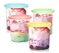ninja Creami Deluxe Pints- 4 Pack, NC500/NC501 Ice Cream Pint for Creami Deluxe Ice Cream Maker, Holds 24 Ounces of Food, Dishwasher Safe