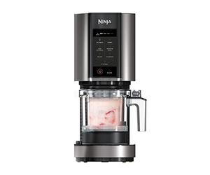 Ninja CREAMi Eismaschine & Dessertmaschine mit 2 Behältern, 7 Programmen, Herstellung von Eis, Gelato, Sorbet, Smoothie-Bowls, Milchshakes und mehr, Schwarz/Silver, 1,4L Eiscreme Kapazität, NC302EU
