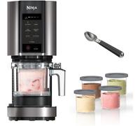 Ninja CREAMi 7 Pre-Set Programme Ice Cream & Frozen Dessert Maker With 5 Additional Dessert Tubs With Lids And Ice Cream Scoop (NC300UKCO) - Black & Silver