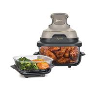 Ninja CRISPi Portable Air Fryer, 3.8L, 4-in-1: Air Fry, Roast, Keep Warm, Recrisp, Space Saving Compact Design, 6 Portions, 2x Removable Glass Containers & Lids, 1700W, Stone Gold FN101UKSTGD