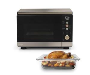 Ninja CRISPi Microwave and Air Fryer, FusionCrisp Technology, 8 Microwave and 5 Air Fry Presets, Includes 5.2L PFAS-Free Glass Cooking Dish, Removable Crisper Tray, Stone & Gold MW101UKSDBRN