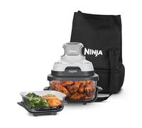 Ninja CRISPi Portable Air Fryer, 3.8L & 1.4L, 4-in-1: Air Fry, Roast, Keep Warm, Recrisp, Space Saving Compact Design, 2x Removable Glass Containers & Lids, Tote Bag Included, 1700W, White FN102UK