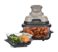 Ninja CRISPi Portable Air Fryer, 3.8L, 4-in-1: Air Fry, Roast, Keep Warm, Recrisp, Space Saving Compact Design, 6 Portions, 2x Removable Glass Containers & Lids, 1700W, Stone Gold FN101UKSTGD