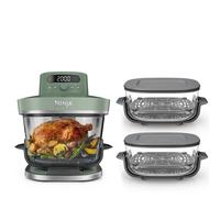 Ninja CRISPi PRO XL Glass Air Fryer, 5 Preset Cooking Functions, Includes 5.7L and 2.3L CleanCrisp Glassware Cooking Containers and Storage Lids, Stone Gold AS090UKSD