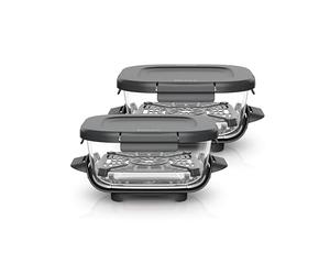 Ninja CRISPi TempWare Set of 2 Glass Containers (1.4L) with Snap Lock Lids, Heat Resistant Hot Air Fryer Glass Container, BPA Free Lid for Transportation XSKLIDPLT2EUUK