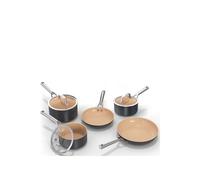 Ninja Extended Life Ceramic 5-Piece Frying Pan and Saucepan Set CW95000UK Apricot and Grey