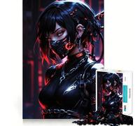 Ninja Cyberpunk Girl Hard Jigsaw Puzzle for Adults 1000 Pieces Boost Memory Soothing Play Premium Cut Perfect Present (38x52cm)