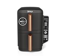 Ninja Double Stack XL Air Fryer, Vertical Dual Drawer Air Fryer with 4 cooking levels, 2 Drawers & 2 Racks, Space Saving Design, 9.5L Capacity, 6 Functions, 8 Portions, Tongs, Black/Copper SL400UKCP