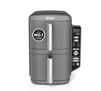 Ninja Double Stack XL Air Fryer, Vertical Dual Drawer AirFryer with 4 cooking levels, 2 Drawers and 2 Racks, Space Saving Design, 9.5L Capacity, 6 Cooking Functions, 8 Portions, Grey, SL400UK