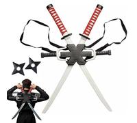 Ninja Double Sword Backpack Set - Boy's Ninja Toy Weapon Set for Halloween Costumes & Cosplay Parties