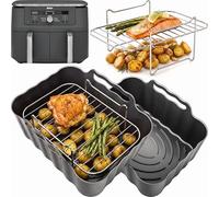 Ninja DZ400UK Accessories | 2 Silicone Liners & 2 x 304 Stainless Steel Racks + 4 Skewers | Non-Stick, Dishwasher Safe | 8PCS Ninja DZ400UK Accessories | by iStock Ltd