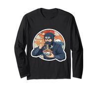 Ninja Eating Ramen Noodles Lover Traditional Japanese Art Long Sleeve T-Shirt