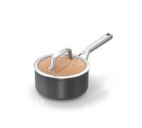 Ninja Extended Life 16cm Ceramic Saucepan with lid, Non-Stick (No PFAs, PFOAs, Lead or Cadmium), Induction Compatible, Stainless Steel Handle, Oven Safe to 285°C, Terracotta & Grey, CW90216UK