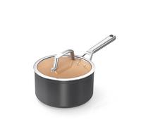 Ninja Extended Life 20cm Ceramic Saucepan, Terracotta & Grey CW90220EUI | Non-Stick (No PFAs, PFOAs, Lead or Cadmium), Induction Compatible, Includes Lid. Oven Safe up to 285°C.