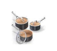 Ninja Extended Life Ceramic 3-Piece Saucepan Set CW93000UK Apricot and Grey