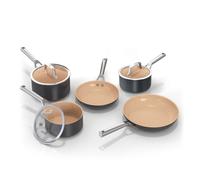 Ninja Extended Life Ceramic 5-Piece Frying Pan and Saucepan Set CW95000UK Apricot and Grey
