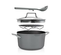 Ninja Foodi 8-in-1 PossiblePot with ZEROSTICK, Roasting/Steaming Rack, Strainer, Utensil, Glass Lid, 6.6L, Induction Compatible, Oven Safe to 260°C, Sea Salt Grey CW202GYUK