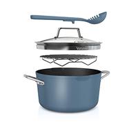 Ninja Foodi 8-in-1 PossiblePot with ZEROSTICK, Roasting/Steaming Rack, Strainer, Utensil, Glass Lid, 6.6L, Induction Compatible, Oven Safe to 260°C, Blue Macaroon, CW202BLUK