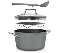 Ninja Foodi 8-in-1 PossiblePot with ZEROSTICK, Roasting/Steaming Rack, Strainer, Utensil, Glass Lid, 6.6L, Induction Compatible, Oven Safe to 260°C, Sea Salt Grey CW202GYUK