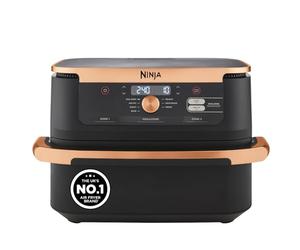 Ninja Foodi FlexDrawer Air Fryer, Dual Zone with Removable Divider, Large 10.4L Drawer, 7-in-1, Air-Fryer, Air Fry, Roast, Bake, Crisp, Non-Stick Dishwasher Safe Parts, Black and Copper, AF500UKCP
