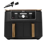 Ninja Foodi MAX Dual Zone Air Fryer, Amazon Exclusive, Tongs, 2 Drawers, 9.5L, 6-in-1, Use No Oil, Air Fry, Max Crisp, Roast, Bake, 8 Portions, Nonstick Dishwasher Safe Baskets, Copper/Black AF400UKCP