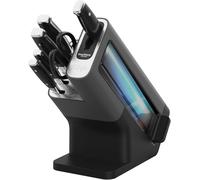 Ninja Foodi StaySharp Knife Block with Integrated Sharpener, 6-Piece Set [K32006UK] Stainless Steel, Scissors, Silver / Black