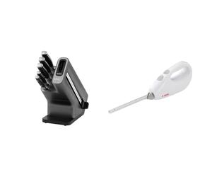 Ninja Foodi StaySharp Knife Block with Integrated Sharpener, 5-Piece Knife Set Includes Chef Knife & Judge JEA76 Electric Carving Knife, Bread Cutter & Meat Slicer, Ergonomic Handle